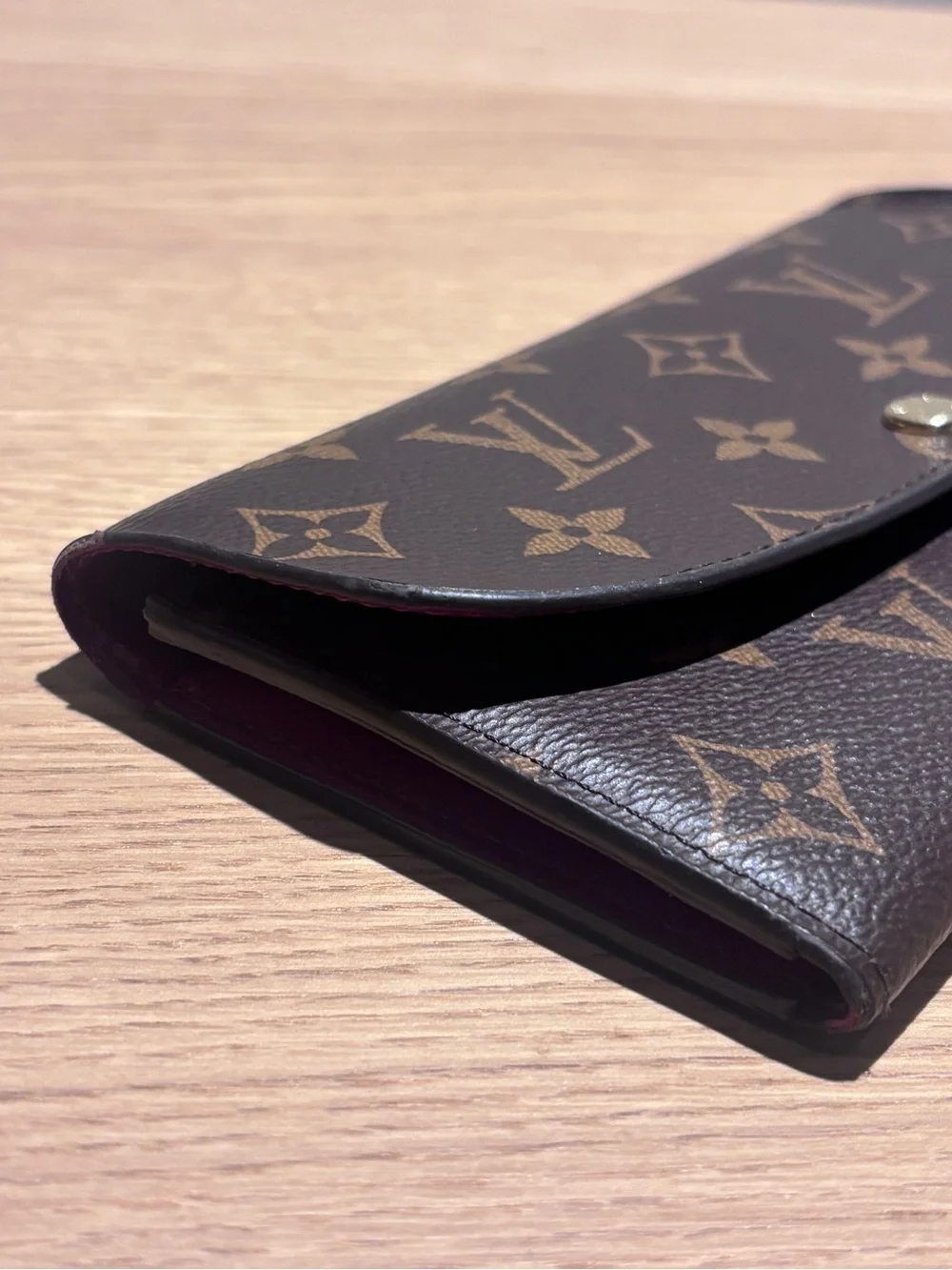 Louis Vuitton Emily Monogram Canvas Brown Flap Wallet Fuchsia